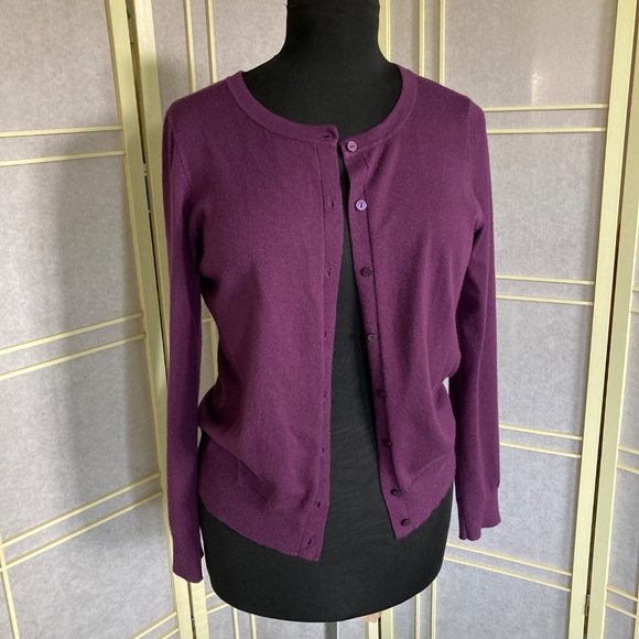Time and Tru Purple Cardigan Fitted Knit Sweater - Picture 10 of 10